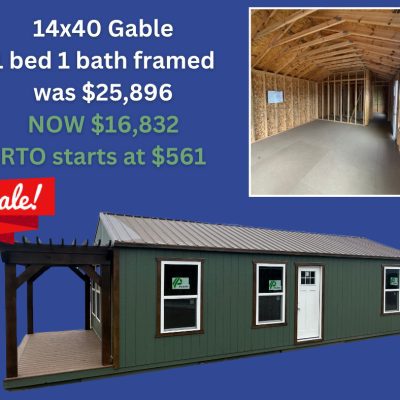 14x40 Gable 1 Bed 1 Bath Framed