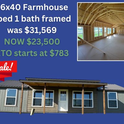 16x40 Farmhouse 1 Bed 1 Bath Framed