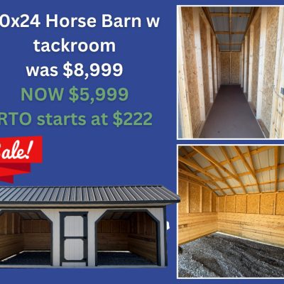 10x24 Horse Barn with Trackroom