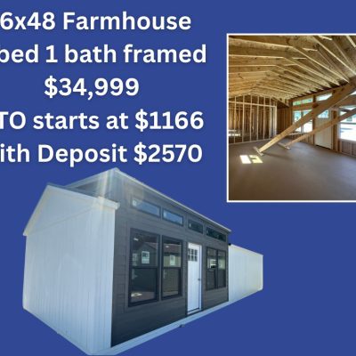 16x48 Farmhouse 2 Bed 1 Bath Framed