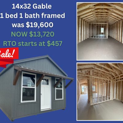 14x32 Gable 1 Bed 1 Bath Framed